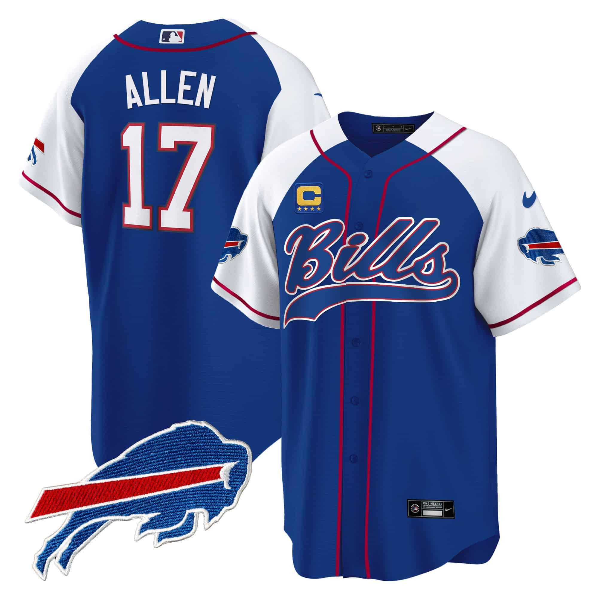 Men Buffalo Bills 17 Allen Blue 2024 Nike Baseball Game NFL Jersey style 1